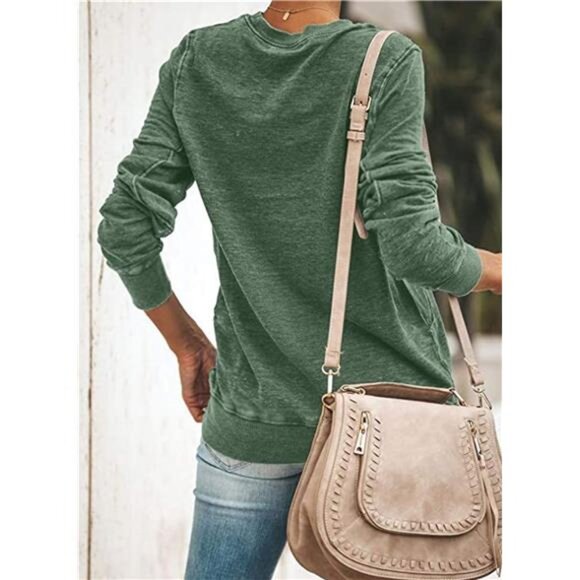 Women’s Casual Crewneck Sweatshirt - Long Sleeve Loose Fit Top - Picture 2 of 3